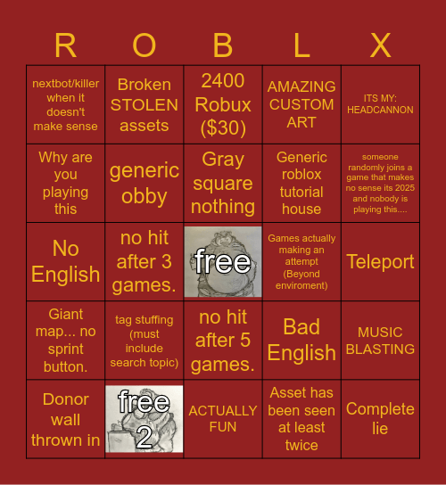 ROBLOX BOOTLEG BINGO Card