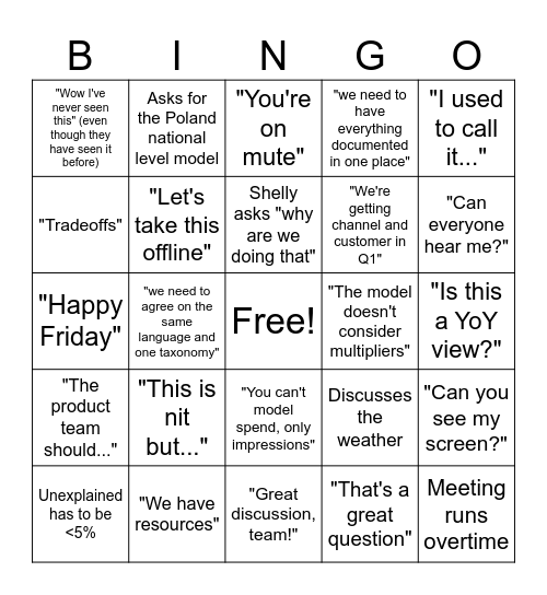 Fuelight Bingo Card