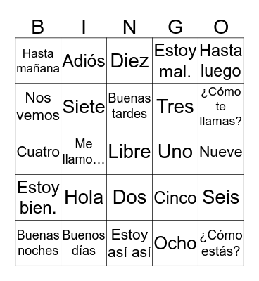 Mr. Sako's bingo Card