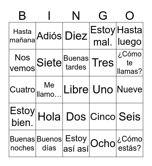 Mr. Sako's bingo Card