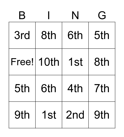Bill of Rights Bingo! Bingo Card
