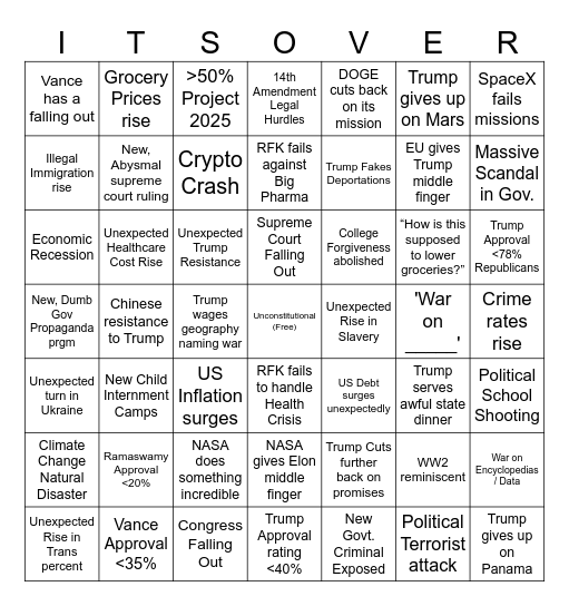 Trump Bingo Card
