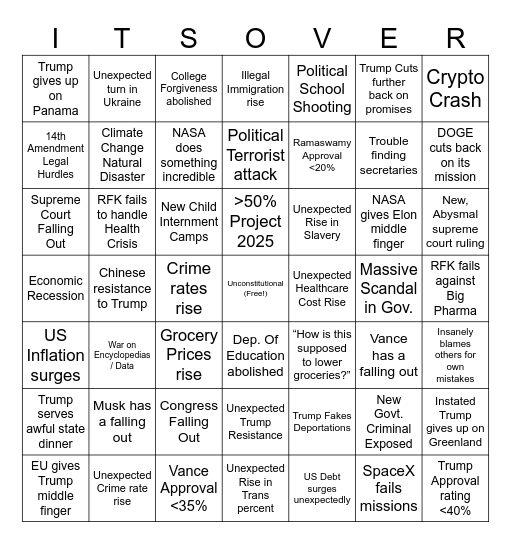 TRUMP BINGO Card