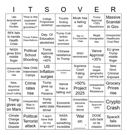 TRUMP BINGO Card