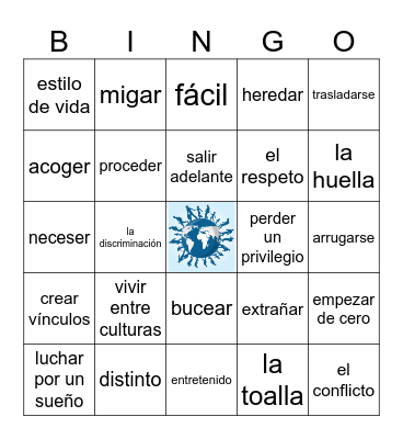 La inmigración (Sp 3, Unidad 2.2) Bingo Card