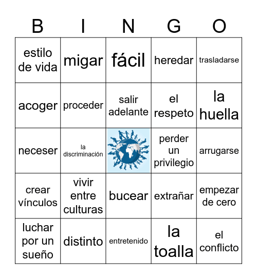 La inmigración (Sp 3, Unidad 2.2) Bingo Card