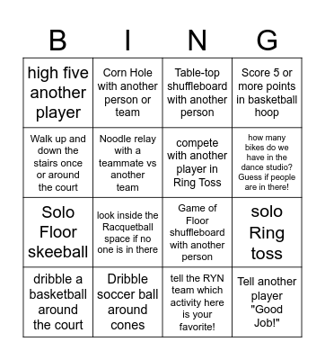 Rec Games Bingo Card