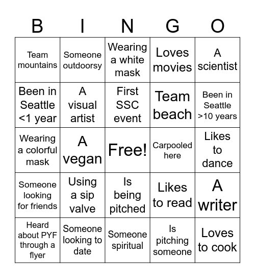 Pitch ur friend Bingo Card