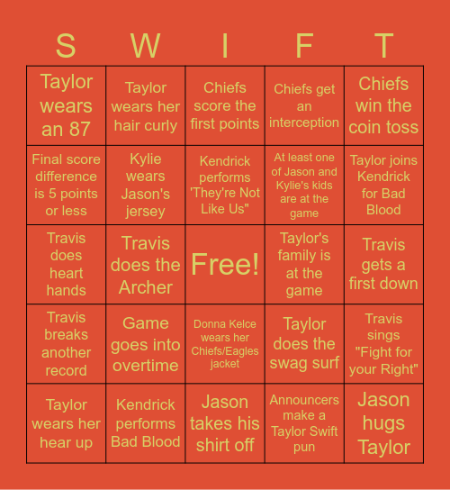 Swiftbowl Bingo Card