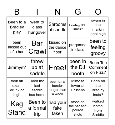 Bradley Bingo Card