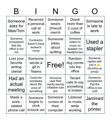 Driscoll Mission Bay Bingo Card
