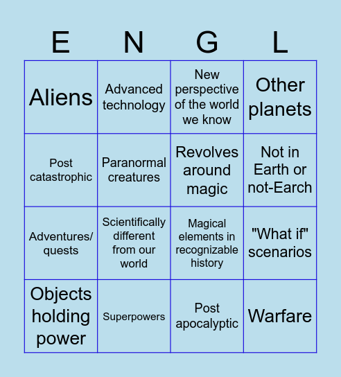 Genre Bingo Card