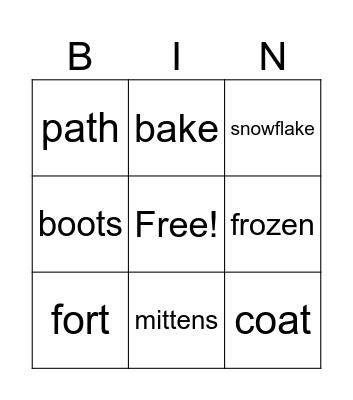 Winter Fun! Bingo Card
