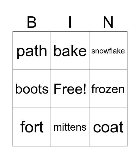 Winter Fun! Bingo Card