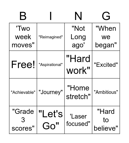 Leader's Bingo Card