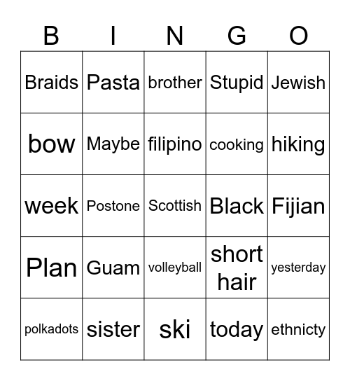 Randomizer ASL Bingo Card