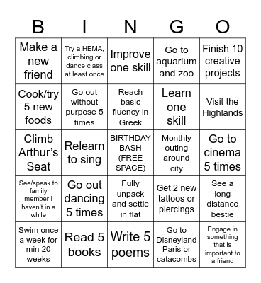 2025 Bingo Card