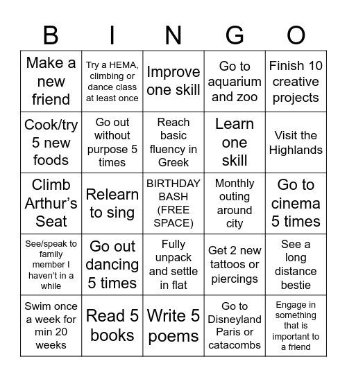 2025 Bingo Card