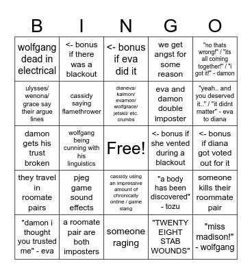 PJEG AMONG US BINGO Card