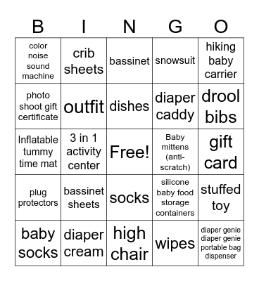 Baby It's Cold Outside Bingo Card
