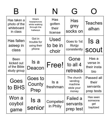 retreat Bingo Card