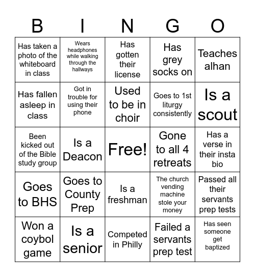 retreat Bingo Card