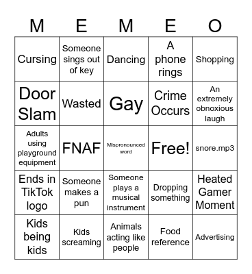 Meme Bingo Card