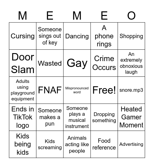 Meme Bingo Card