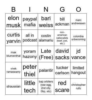 Year of Boring AF Bingo Card