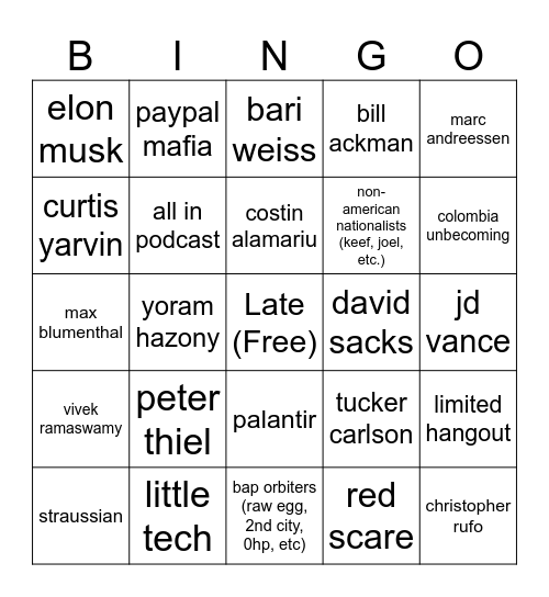 Year of Boring AF Bingo Card