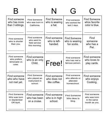 Friend's Game Night Bingo Card
