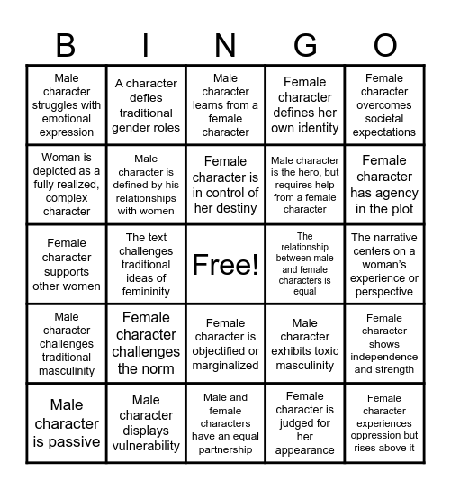 Feminist Lit Bingo Card