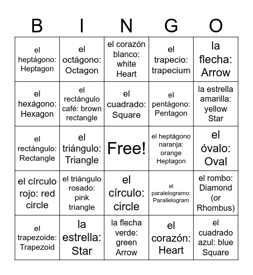 FIGURAS GEOMETRICAS Bingo Card