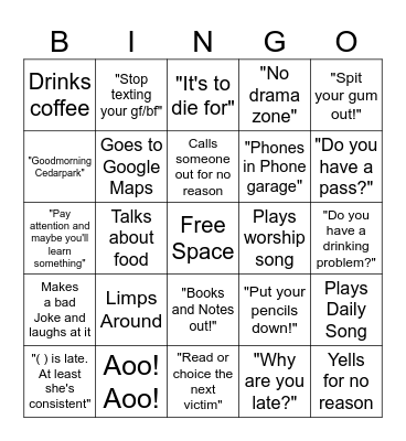 Mr. Winter Bingo Card