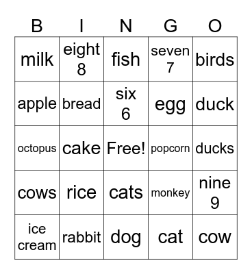 Begin - ESL Vocab Bingo Card