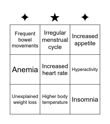 Faster Metabolism Bingo Card