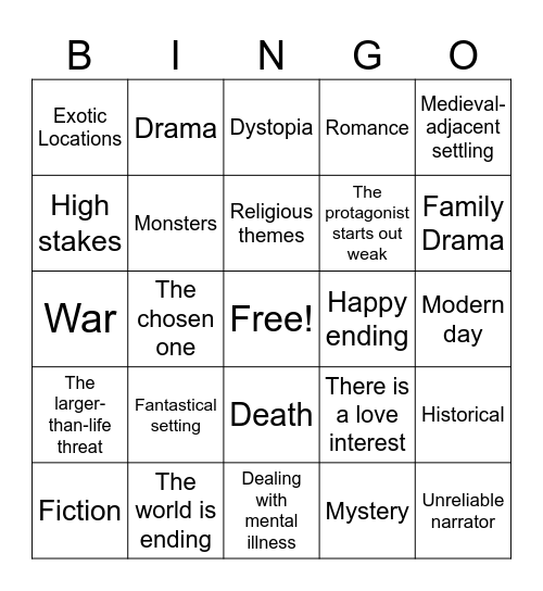 Book bingo Card