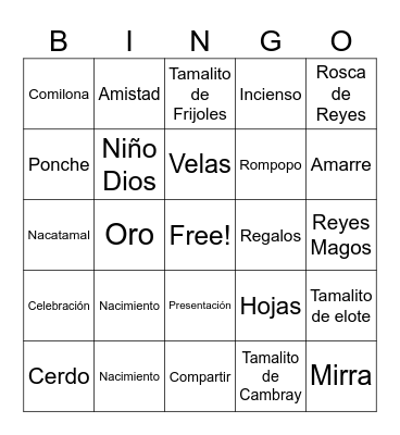 Bingo Día de la Candelaria Bingo Card