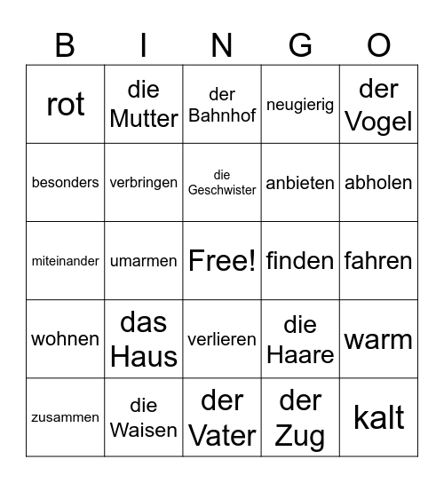 Die Burg   die Geschwister Bingo Card