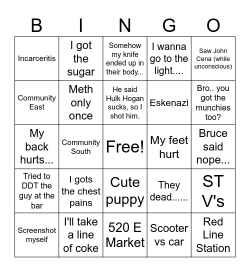 WWE Weekend Bingo Card