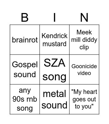 JPEGMAFIA SAMPLE BINGO Card