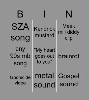 JPEGMAFIA SAMPLE BINGO Card