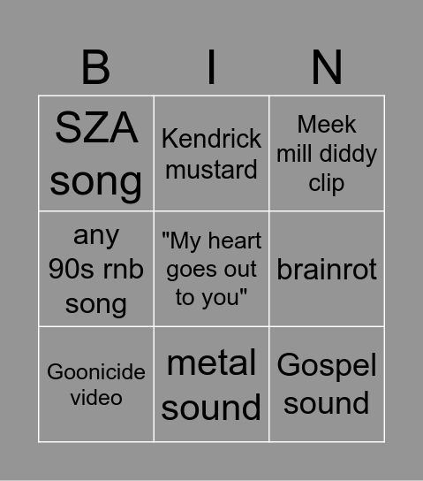 JPEGMAFIA SAMPLE BINGO Card