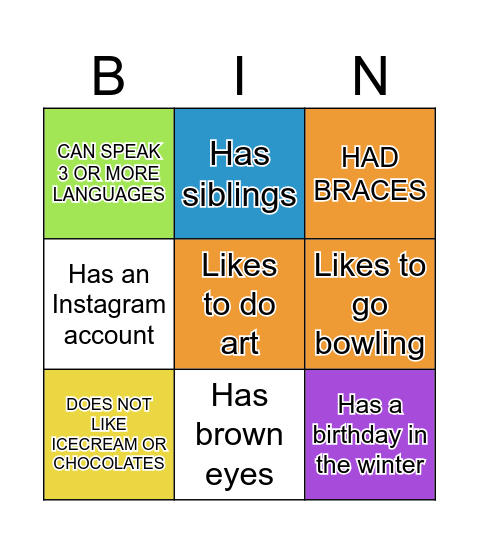 BREAK THE ICE! Bingo Card