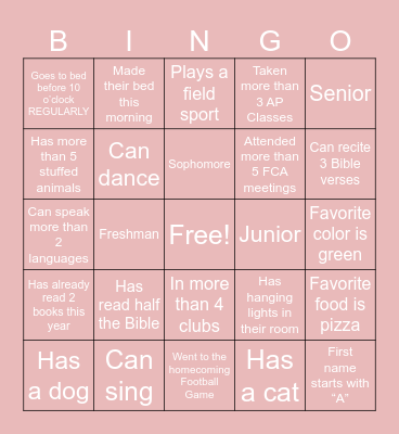 Get to Know Your Peers Bingo Card