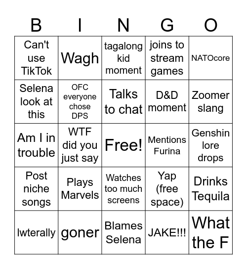 Mason Moment Bingo Card