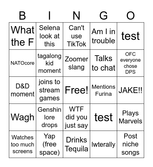 Mason Moment Bingo Card