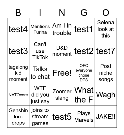 Mason Moment Bingo Card