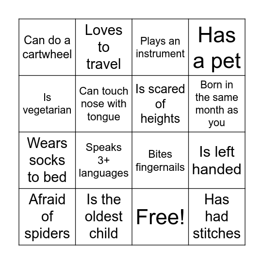 Pitch & Match Bingo Card
