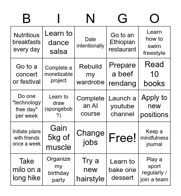 2025 GOALS Bingo Card